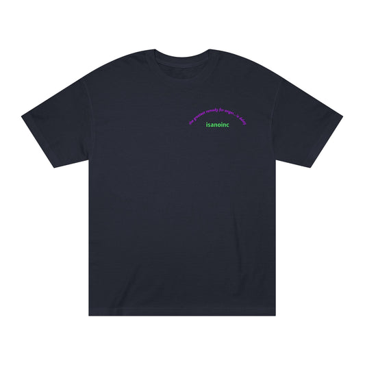 Minimalist White Tee — Small Chest Text