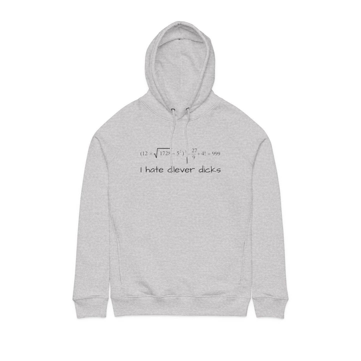 ORGANIC Cotton Minimalist White Hoodie — 'I Hate Clever Dicks'